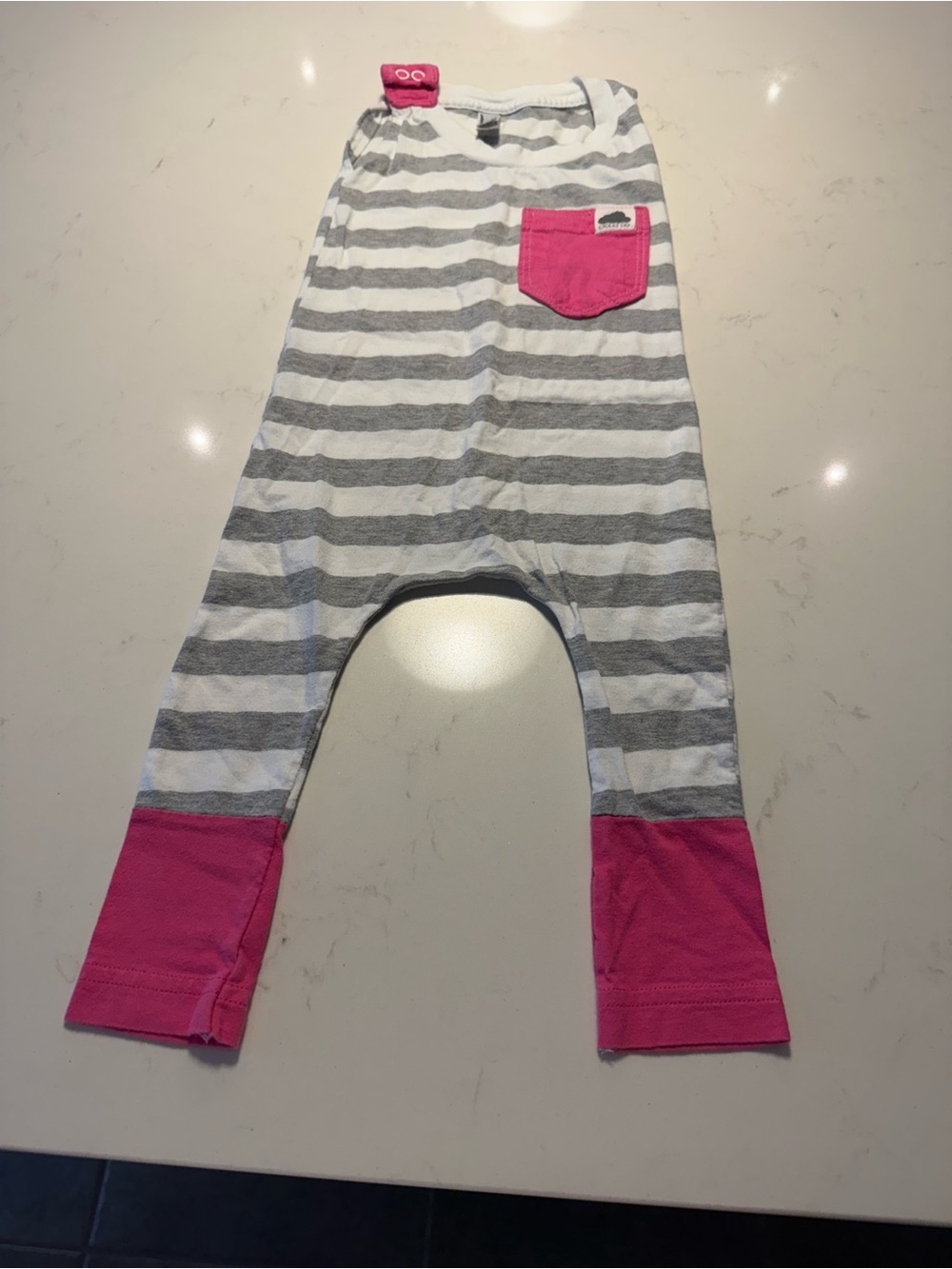 American apparel baby Striped Gray & pink onesie